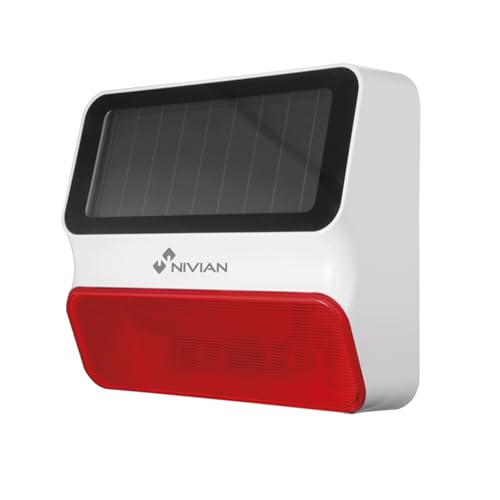 Nivian - Sirena Wireless Ad Alimentazione Solare Compatibile Con Allarme Nivian – Adatta Per Esterni – Avviso Luminoso E Sonoro Da 100 Db – Include Ba