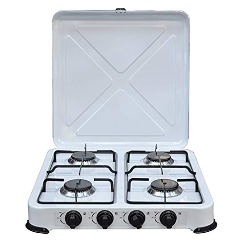 Fornello A Gas In Acciaio Inox 4 Fuochi Portatile Con Coperchio Da Campeggio Giardino