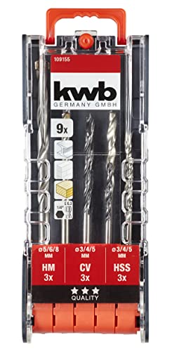 Set Di Punte Combinate Kwb Powerbox - Set Di Punte, 9 Pezzi Per Metallo, Pietra, Legno, Incluso Adattatore Esagonale