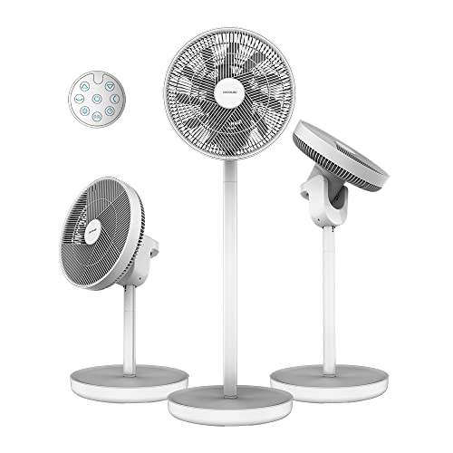 Cecotec Ventilatore A Batteria Energysilence 2600 Sunflower Portable. 3 In 1, 22 W, Motore Bldc, Diametro 13”, Batteria Da 2600 Mah, Display Led, Tele