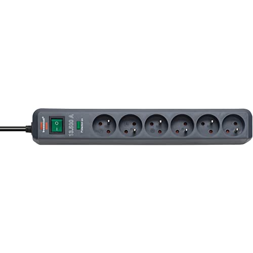 Brennenstuhl, 1159291136, 1159291136 Brennenstuhl Presa Eco-Line (6 Volte, 1,4M H05Vv-F 3G1.5 Con Protezione Da Sovratensioni 13500 A, Antracite