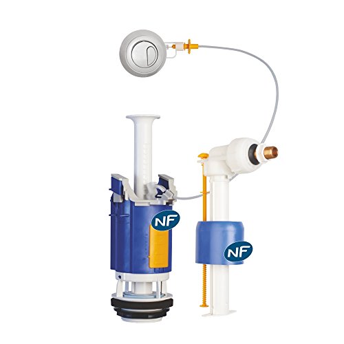 Regiplast 26500 - Batteria Di Scarico Wc Con Doppio Flusso, Meccanismo A Cavo, Con Rubinetto Galleggiante Uni 0500, Certificazione Nf Classe 1