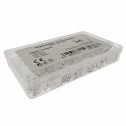 Seki Assortimento Di 400 Fascette Per Cavi (100 X 4 Mm, 100 X 6 Mm, 100 X 8 Mm, 100 X 10 Mm), Colore Bianco, Fascetta Universale Con Chiodo