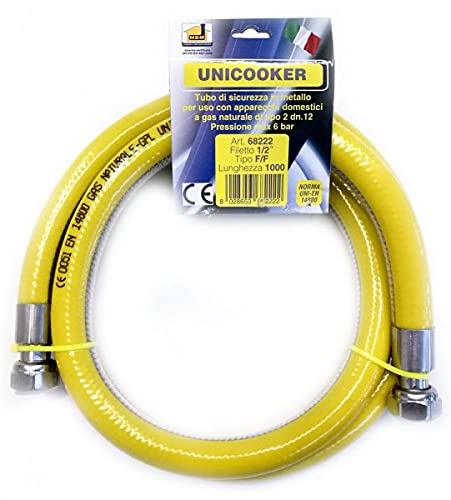 Tubo Flessibile Gas Cucina 1 Mt. 1/2" Unicooker F/F Ce En 14800 L 100 Cm.