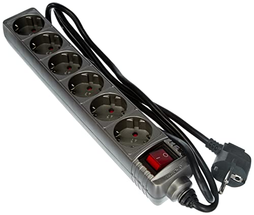 Kopp 120943005 - Ciabatta Elettrica A 6 Ingressi Con Interruttore Luminoso Standard, Titanio