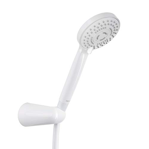 Tatay Bombay Kit Soffione Doccia Con Supporto E Tubo 1.5M, 10 Cm Di Diametro, Abs, 1 Posizione, Sistema Di Risparmio Acqua E Anticalcare, Bianco, 9,7 