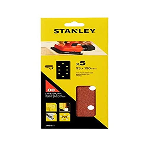 Stanley Sta31517-Xj 5 Fogli Velcro 93X190 Mm Forati B&D Grana Grossa