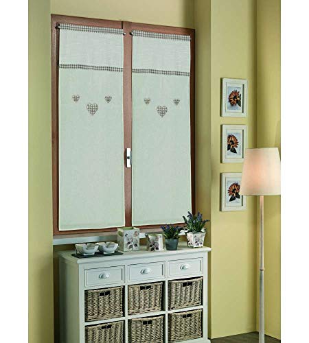 Home Collection Tcche155/150 Tendina Coppia Cherie, Poliestere, Beige, 60 X 150 Cm, 2 Pezzi