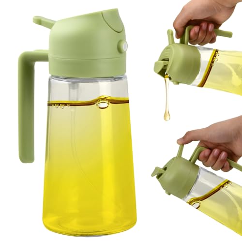 Spruzzatore Olio, Spruzzino Olio Per Friggitrice Ad Aria 470Ml,Spruzzino Nebulizzatore Olio Aceto,2 In 1 Spray Olio Evo, Vetro Spruzzino Olio Da Cucin