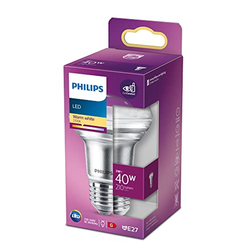 Philips Lampadina Led Riflettore R63 E27 40W Bianco Caldo, Vetro