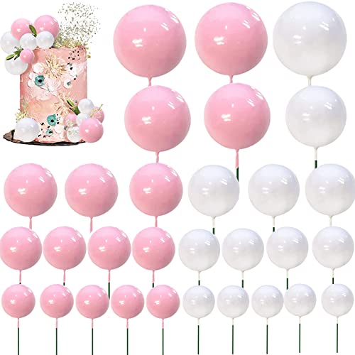Topper Foam Ball Torta,50 Pezzi Mini Topper Torta Palloncino Topper Inserto Per Torta Cupcake Palline Perle Finte Schiuma Sfera ,Per Anniversario Fest