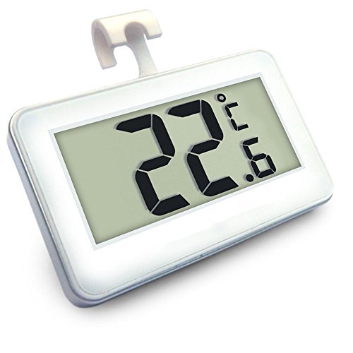 Chengzhi Digital Freezer Termometro Radio Frigorifero Termometri E Coperto Temperature Monitor (Ampio Display A Led, Bianco) Tre Placement Modes (Pens