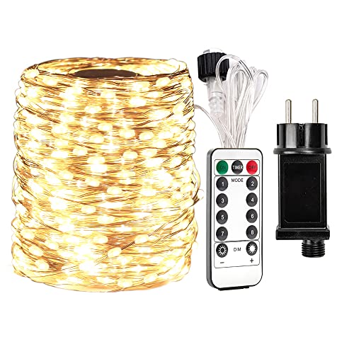 Resnice Catena Luminosa 60M 600 Led Indoor Plug In Luci A Led Con Telecomando Bianco Caldo Per Camera Da Letto, Patio, Giardino, Portico, Matrimonio,