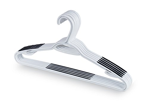 Appendiabiti In Plastica Con Inserti In Gomma Antiscivolo - Grucce Salvaspazio Con Barra Per Pantaloni, Gancetti Laterali - Forma Ergonomica - 5 Grucc