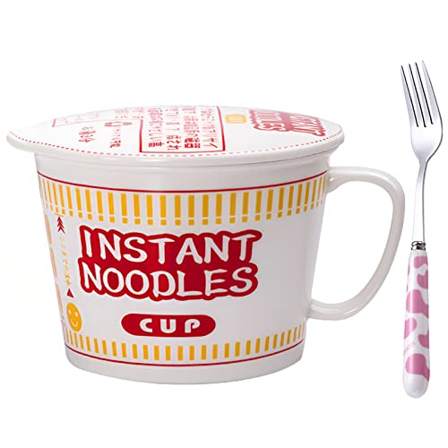 Ectbicyk Ramen Bowl With Lid Creative Instant Noodle Bowl Large Japanese Ceramic Soup Bowl With Handle (Vermelho, 33 Onças)