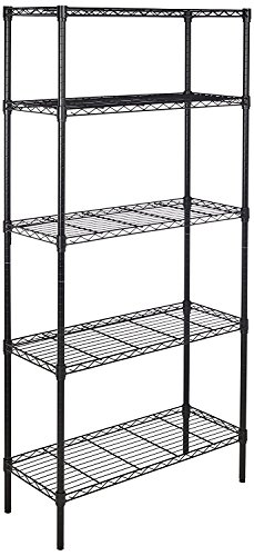 Amazon Basics - Scaffalatura A 5 Ripiani, Nero, 36 X 183 X 91 Cm
