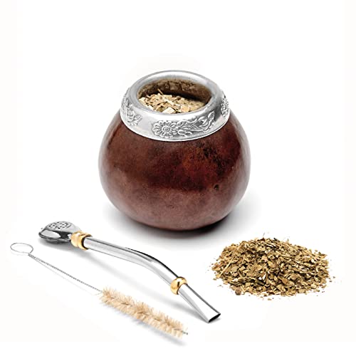 Balibetov [Nuovo Set Di Zucca Naturale Fatta A Mano (Original Mate Cup) Inclusa Bombilla (Yerba Mate Straw)
