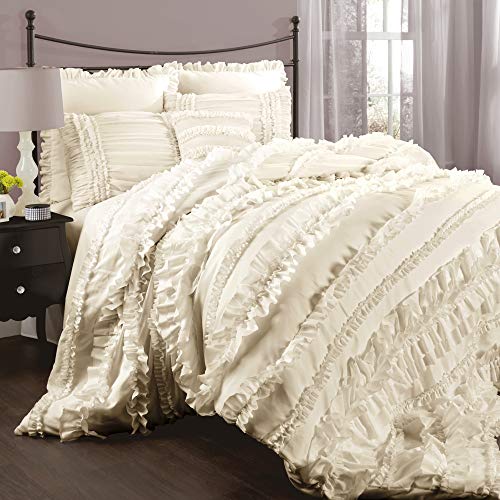 Lush Decor Belle 4-Piece Comforter Set, Ivory, King