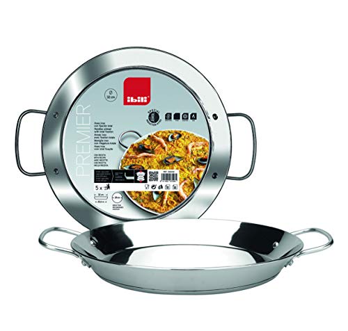 Ibili, Padella Per Paella Premier, 32 Cm, Acciaio Inox, 5 Porzioni, Adatta Ai Piani A Induzione.