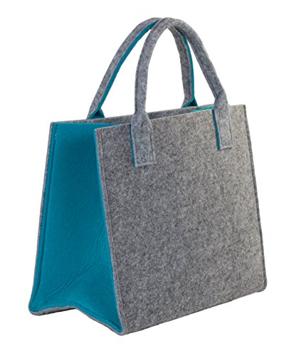 Brandsseller Pratica Borsa Per Il Tempo Libero, Shopping Bag In Feltro – Ca. 35 X 20 X 28 Cm – Diversi Colori, Tessuto, Hellgrau/Petrol, 35 X 20 X 28