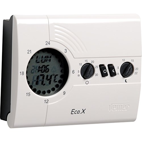 Vemer Vn161600 Eco.X-D - Cronotermostato Digitale Per Caldaia, Programmazione Giornaliera, Alimentazione A Batterie, Bianco