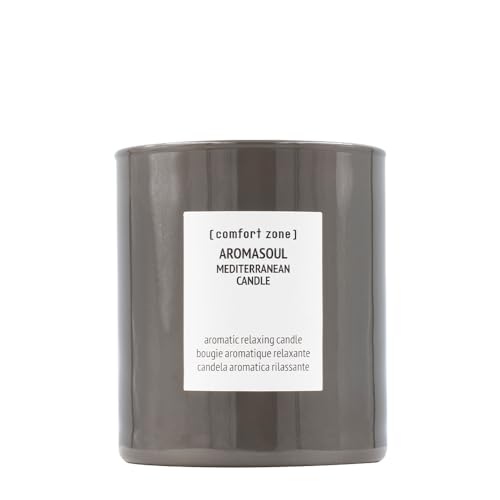 Comfort Zone - Aromasoul Mediterranean Candle, 280 G, Candela Profumata Con Limone Fresco, Ginepro E Salvia, Tempo Di Combustione Di 50 Ore