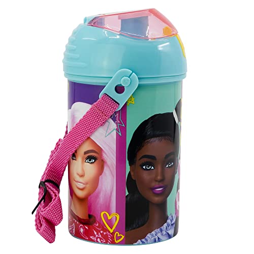 Barbie - Bottiglia Per Bambini Con Cinturino Da 450 Ml