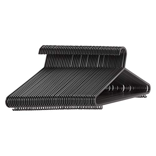 Amazon Basics - Grucce Per Abiti, In Plastica, Con Barra Portapantaloni, Confezione Da 50, Nero