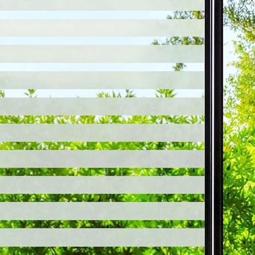Daruite Pellicola Per Vetri Finestre Motivo A Righe 44.3X200Cm, Pellicola Adesiva Per Vetri Opaca Decorativi Autoadesive Elettrostatica Anti-Uv Pellic