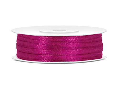 Rotolo Nastro Satin Fucsia H 3 Mm X 50 Mt - Raso Decorazione Bomboniere Matrimonio Fuxia