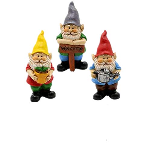 Muamax Set Di 3 Gnomi Da Giardino In Miniatura, Statuette Di Gnomo Da Giardino Delle Fate, Accessori Per Giardino Delle Fate, Mini Gnomi Per Esterni,