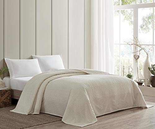 Beatrice Home Fashions Canale Ciniglia Copriletto, Ciniglia, Ivory, King