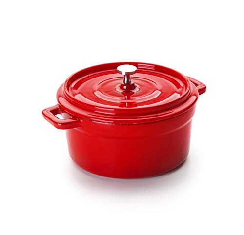 Ibili, Mini Cocotte Tonda Rossa 13 X 8 Cm, Ghisa, Adatta Per L’Induzione.