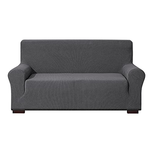 Ebeta Elastisch Sofa Überwürfe Sofabezug, Stretch Sofahusse Sofa Abdeckung Hussen Für Sofa, Couch, Sessel 2 Sitzer (Dunkelgrau, 145-185 Cm)