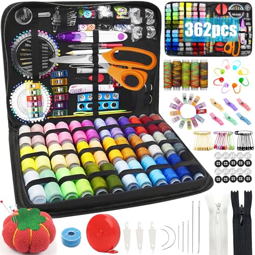 Tavada 362Pcs Kit Da Cucito,Set Da Cucito,Kit Cucito Set Contiene 41 Rotoli Di Filo Colorato,Set Da Cucito Con Accessori Da Cucire Con Cassetta Degli