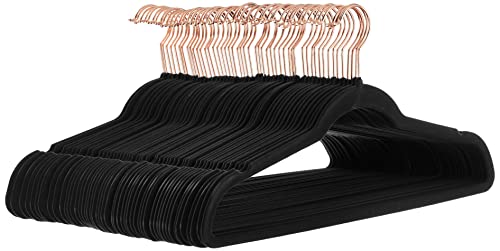Amazon Basics - Gruccia In Velluto Per Abiti Da Uomo, 50 Pezzi, Colore Nero/Oro