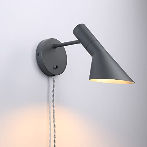 B·Led Barcelona Led Barcelonaled Applique Con Spina Per Cavo E Interruttore Lampada Da Lettura Design Moderno Ed Elegante Nordic Orientabile Grigio Pe