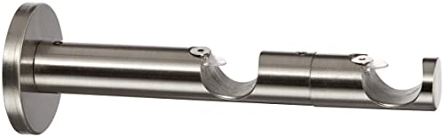 Gardinia 10011154 Supporto Aperto A Doppio Binario Per Asta, Metallo, Finitura Acciaio Inossidabile, 8X8X0.1 Cm