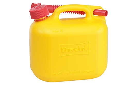 Hünersdorff Tanica Carburante Standard Da 5 Litri, Hd-Pe Colore Giallo, Con Omologazione Un E Accessori Rossi