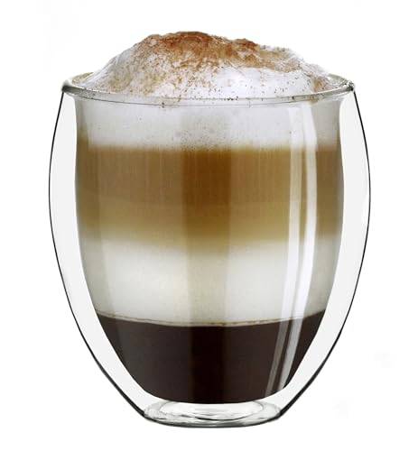 Creano Vetro Termico Xxl A Doppia Parete Bulboso, Grande Bicchiere Da Bere Resistente Al Calore In Vetro Borosilicato, Vetro Per Caffè/Tè | 400Ml