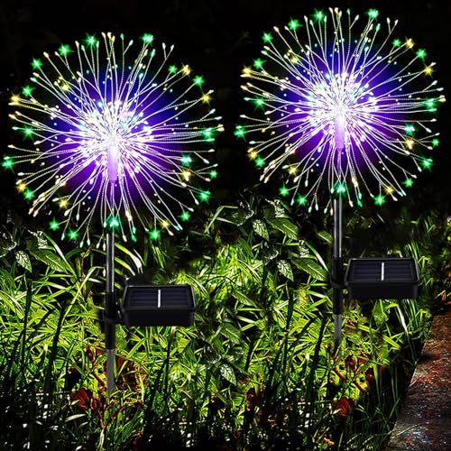 Joycome Luci Solari 2 Pezzi Lampioni Da Giardino Esterno Solari, 120 Led Paletti Da Giardino Ip65 Impermeabile Lampada Solare Terra Luci Per Prato Via