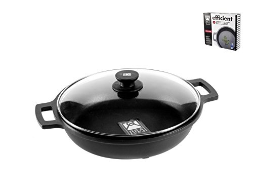 Bra Efficient Casseruola Bassa, Tegame Antiaderente Adatta Per Ogni Tipo Di Fornelli, Compresa Induzione, Metallo, Nero, 24 Cm