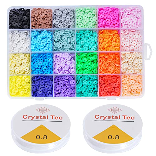 4800 Pezzi Perline Di Argilla Polimerica Set 6Mm 24 Colori Piatte Con Heishi Rotonde Piatte Perline Fatte A Mano In Argilla Polimerica Per Collana Bra