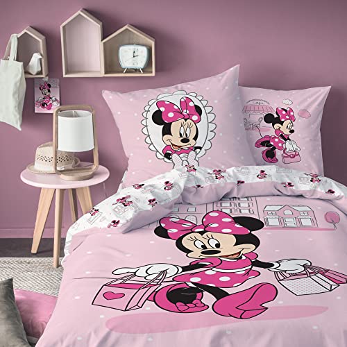 Disney Minnie Mouse Set Copripiumino Singolo, 135X200 + 80X80 Cm, 100% Cotone In Flanella