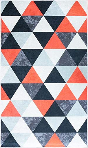 Mani Textile Tps_Trian_Rou_80 Tappeto, Poliestere, Rosso, 80 X 150