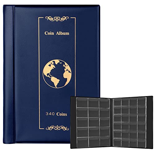 Ukofew 340 Tasche Raccoglitore Monete, Album Porta Monete Da Collezione, Album Monete Da Collezione 2 Euro, 4.5 * 4.5Cm Grande Album Libro Money Penny