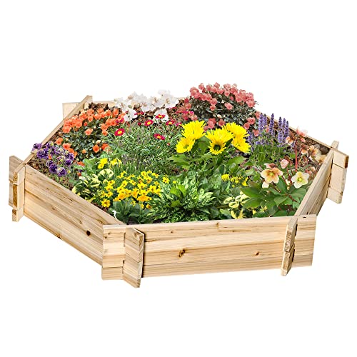 Outsunny Letto Per Orto E Giardino, Fioriera Da Esterno Esagonale Senza Base, Montaggio Senza Viti, Legno Di Abete, 100X92X16Cm