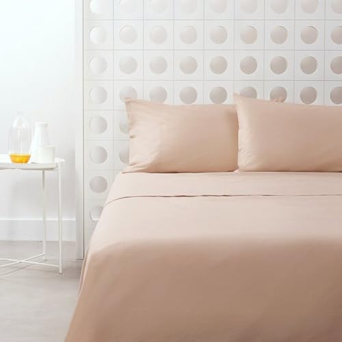 Bassetti Completo Lenzuola Letto Singolo Una Piazza Bicolor 100% Cotone Lenzuolo Superiore, Lenzuolo Inferiore E Una Federa (Corda/Beige)