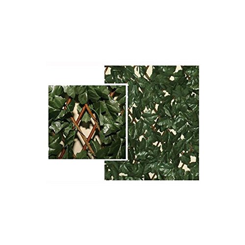 Siepe Verde Artificiale Panelgreen Con Alloro Su Traliccio In Legno Bamboo Estensibile 100X200 Cm
