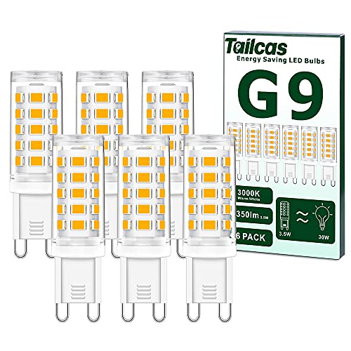 Tailcas G9 Led Lampadina, 3.5W Equivalenti 30W 40W Lampada Alogena, Bianco Caldo 3000K Lampade Led G9 350Lm, Ac220-240V, Non Dimmerabile, Nessun Sfarf